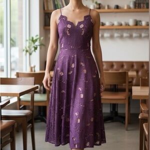 Anthropologie Moulinette Sours Purple Lace Midi Dress